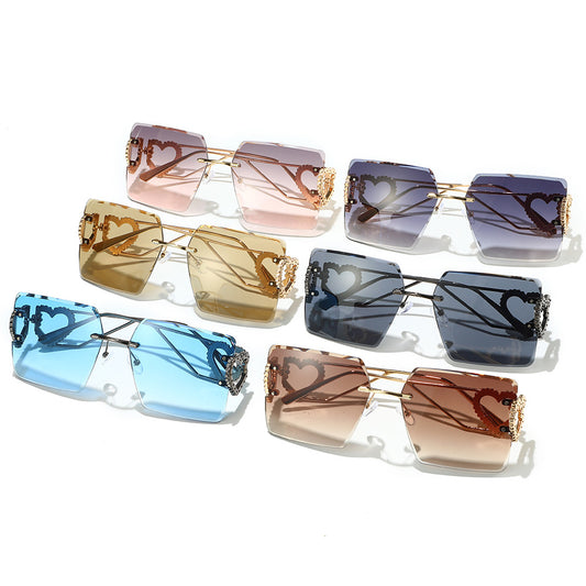 Hip-hop Streetwear Heart Shape Solid Color Pc Square Full Frame Women's Sunglasses