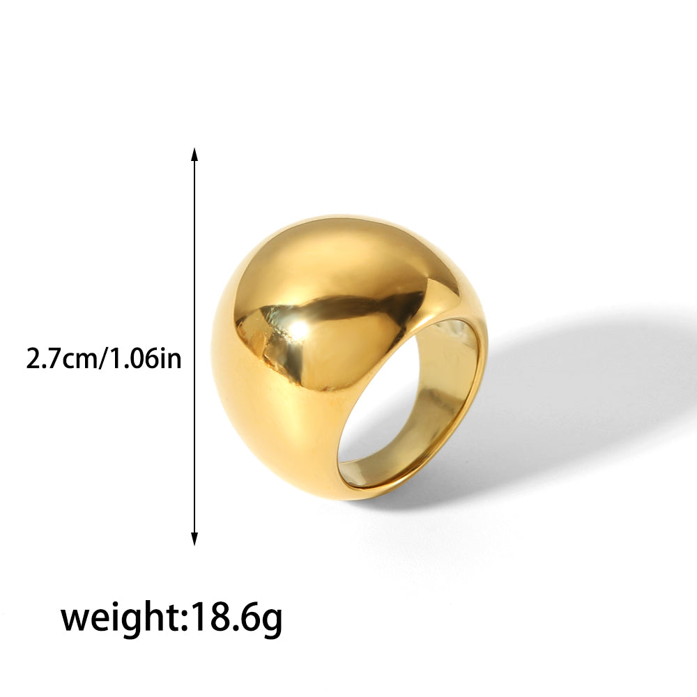 Retro Roman Style Circle Waves Stainless Steel Polishing Plating 18K Gold Plated Rings