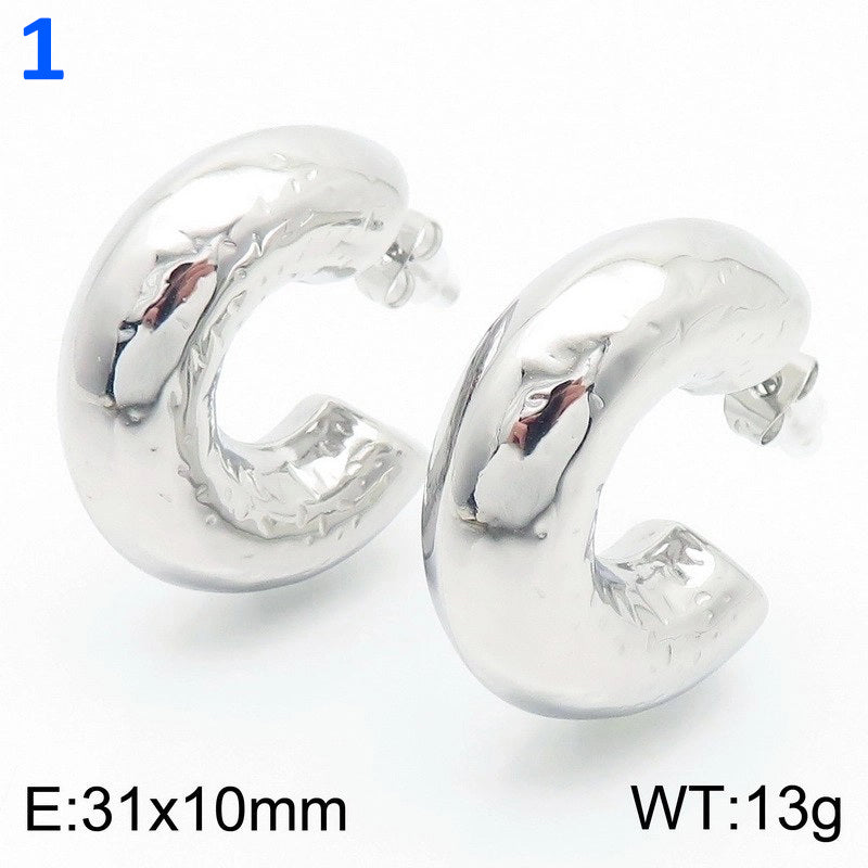 Simple Style Cuff σκουλαρίκια από ατσάλι με επιμετάλλωση 18Κ