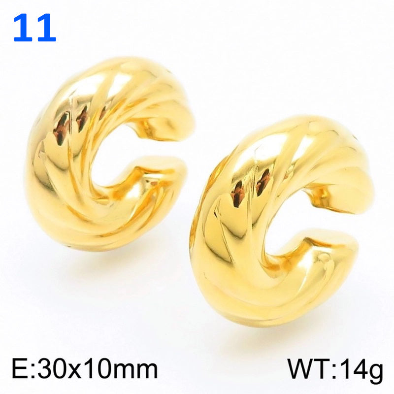 Simple Style Solid Color Plating Stainless Steel 18k Gold Plated Ear Cuffs