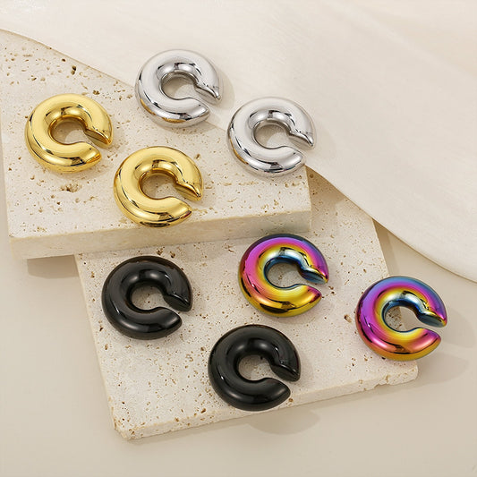 Simple Style Cuff σκουλαρίκια από ατσάλι με επιμετάλλωση 18Κ