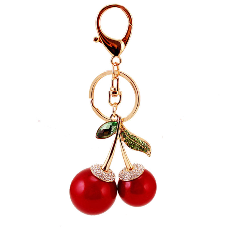 Simple Style Cherry Alloy Inlay Rhinestones Women's Keychain