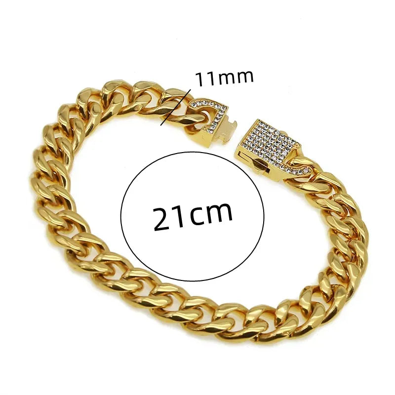 Streetwear Solid Color Stainless Steel Plating Gold Plated Bracelets