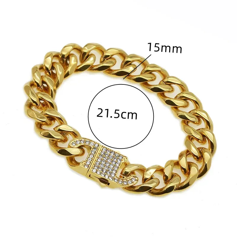 Streetwear Solid Color Stainless Steel Plating Gold Plated Bracelets