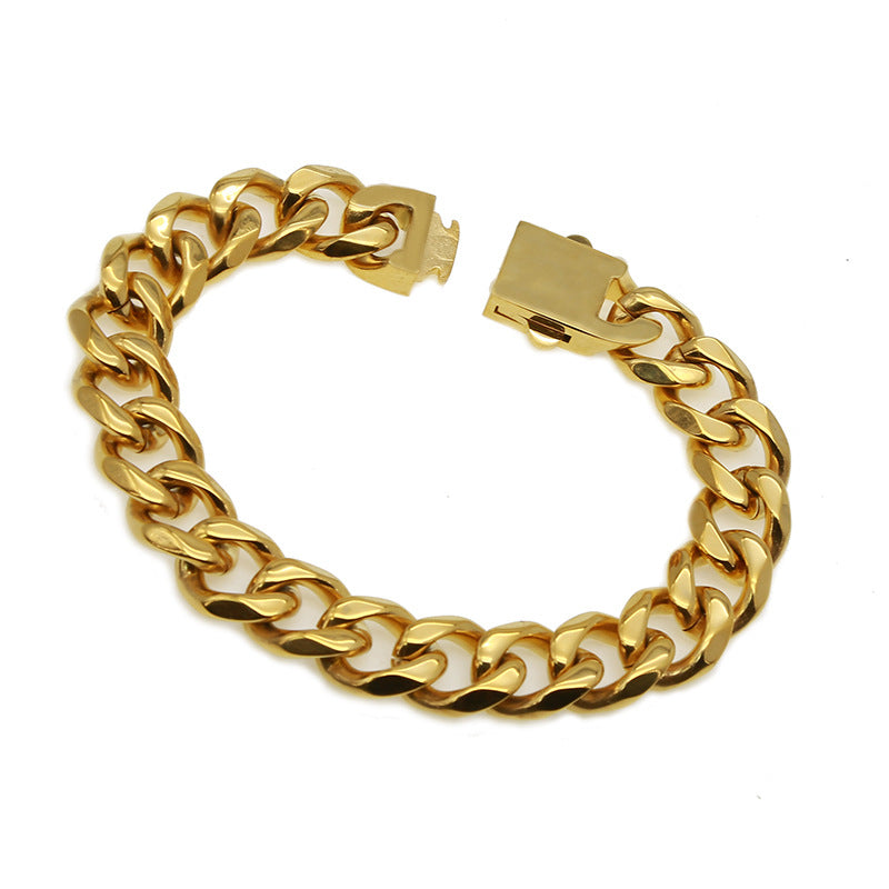 Streetwear Solid Color Stainless Steel Plating Gold Plated Bracelets