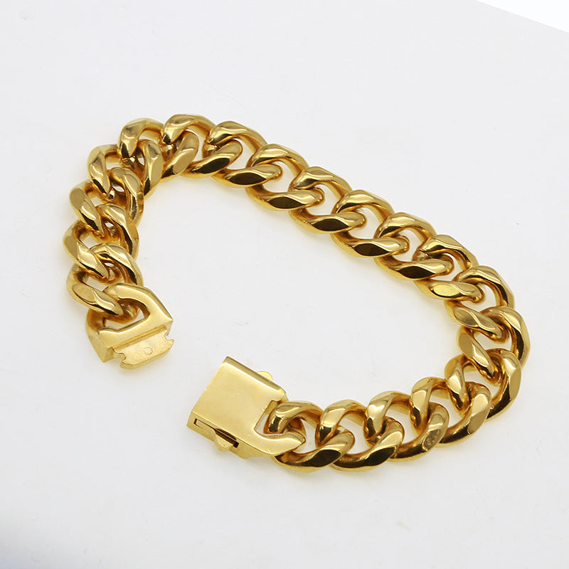 Streetwear Solid Color Stainless Steel Plating Gold Plated Bracelets