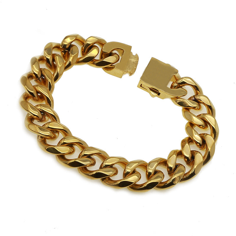 Streetwear Solid Color Stainless Steel Plating Gold Plated Bracelets