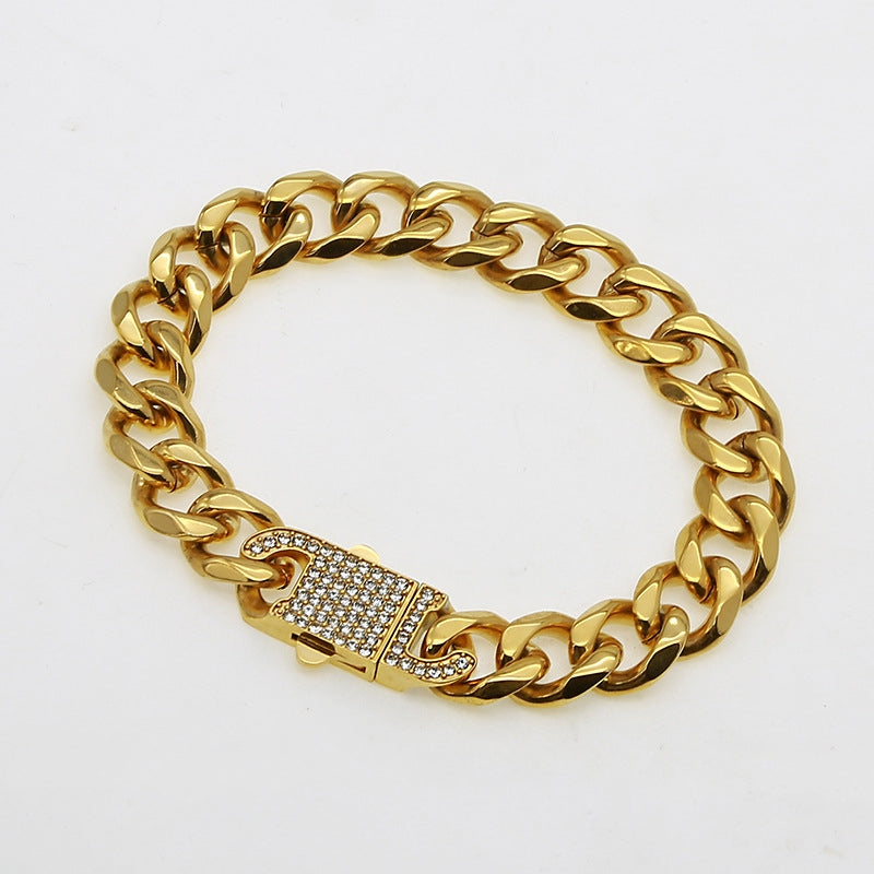 Streetwear Solid Color Stainless Steel Plating Gold Plated Bracelets