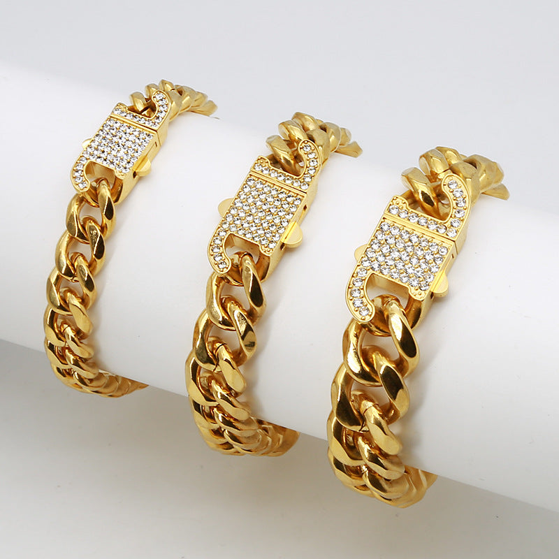 Streetwear Solid Color Stainless Steel Plating Gold Plated Bracelets