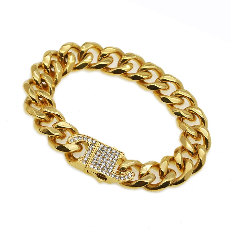 Streetwear Solid Color Stainless Steel Plating Gold Plated Bracelets