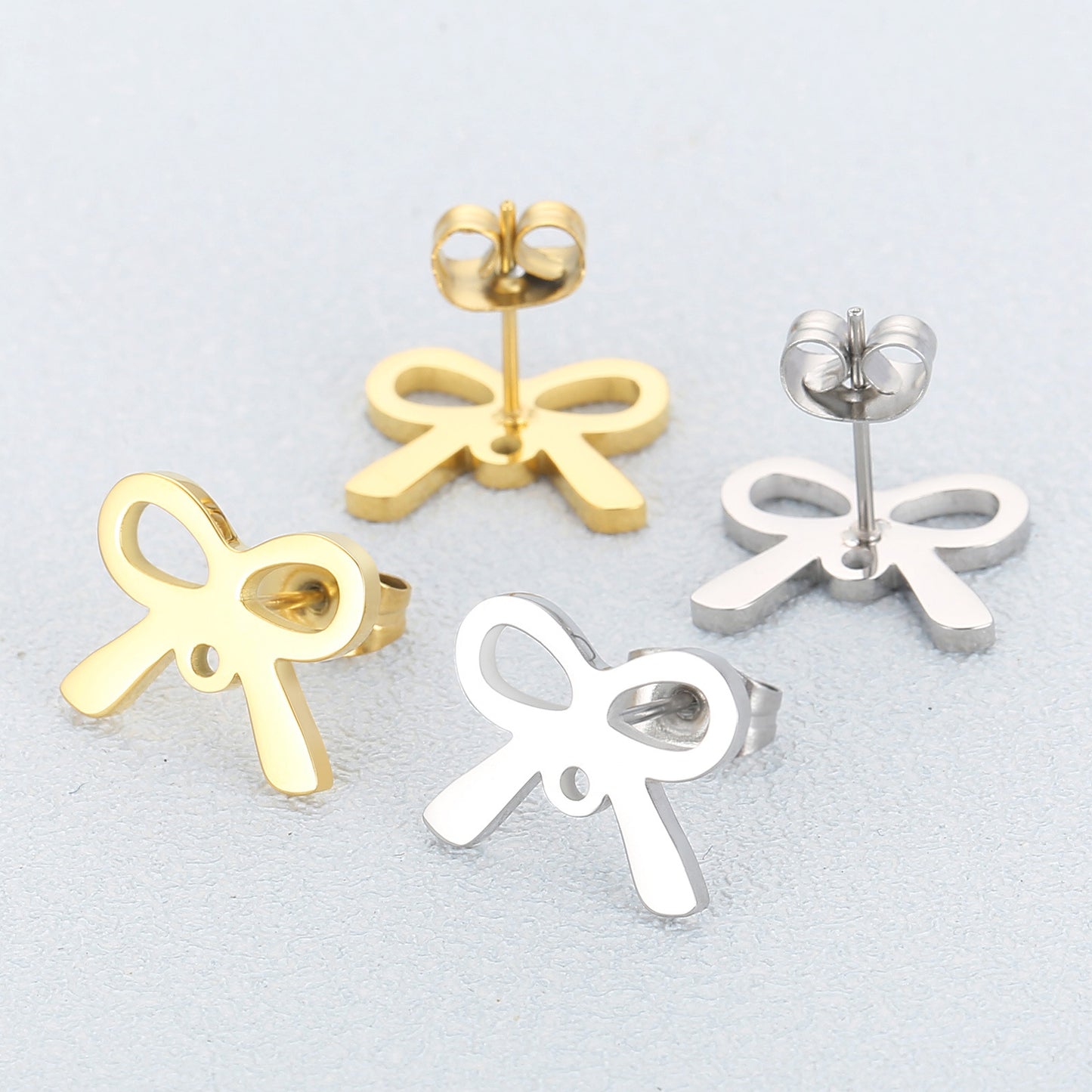 Simple Style Bow Knot Plating Stainless Steel Ear Studs