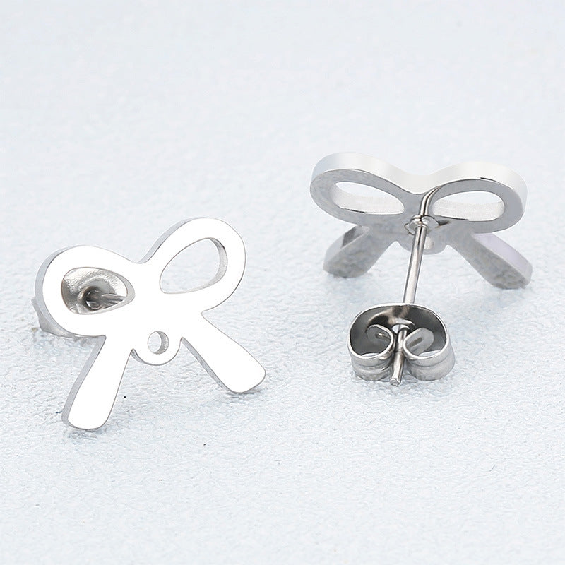 Simple Style Bow Knot Plating Stainless Steel Ear Studs