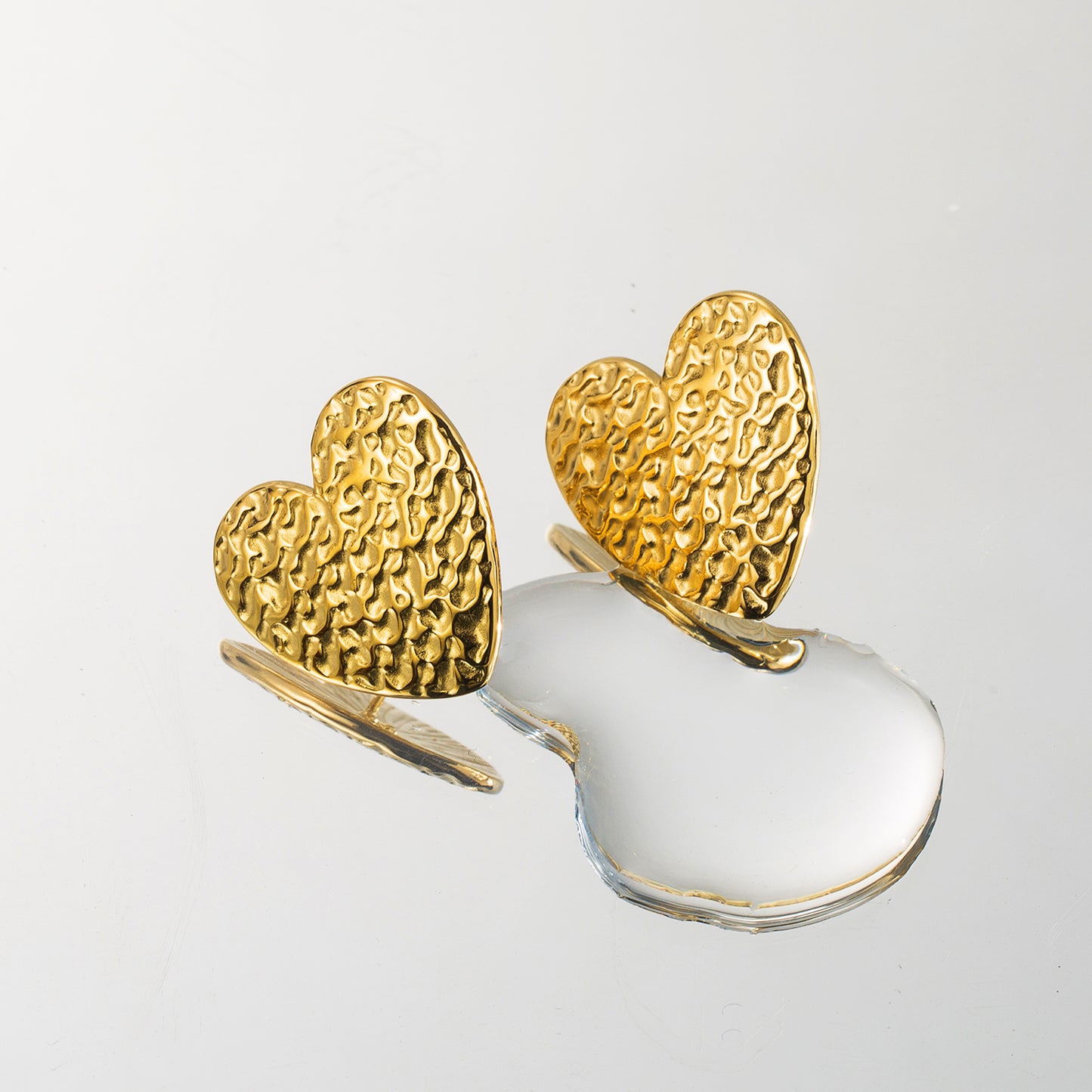 Casual Simple Style Heart Shape Wings Plating Stainless Steel 14k Gold Plated Ear Studs