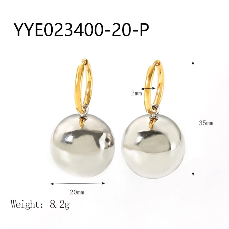 Ig Style σκουλαρίκια με λαμπερή σφαίρα από επιμεταλλωμένο 18K ατσάλι 