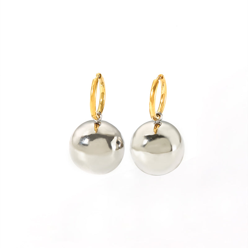 Ig Style Simple Style Ball Polishing Plating Stainless Steel 18k Gold Plated Drop Earrings