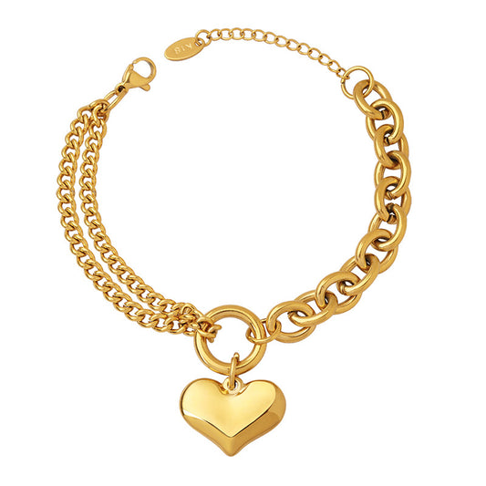 Fashion Heart Shape Titanium Steel Plating Bracelets