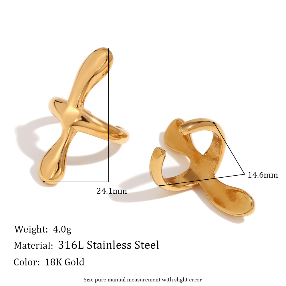 Simple Style Classic Style Cross Plating Stainless Steel 18k Gold Plated Ear Cuffs