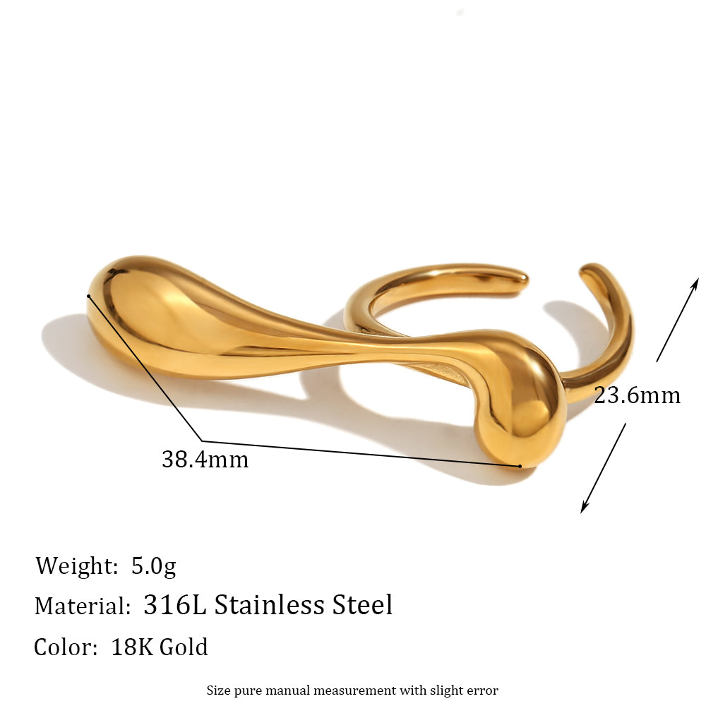 Basic Simple Style Classic Style Solid Color Stainless Steel Plating 18k Gold Plated Open Rings
