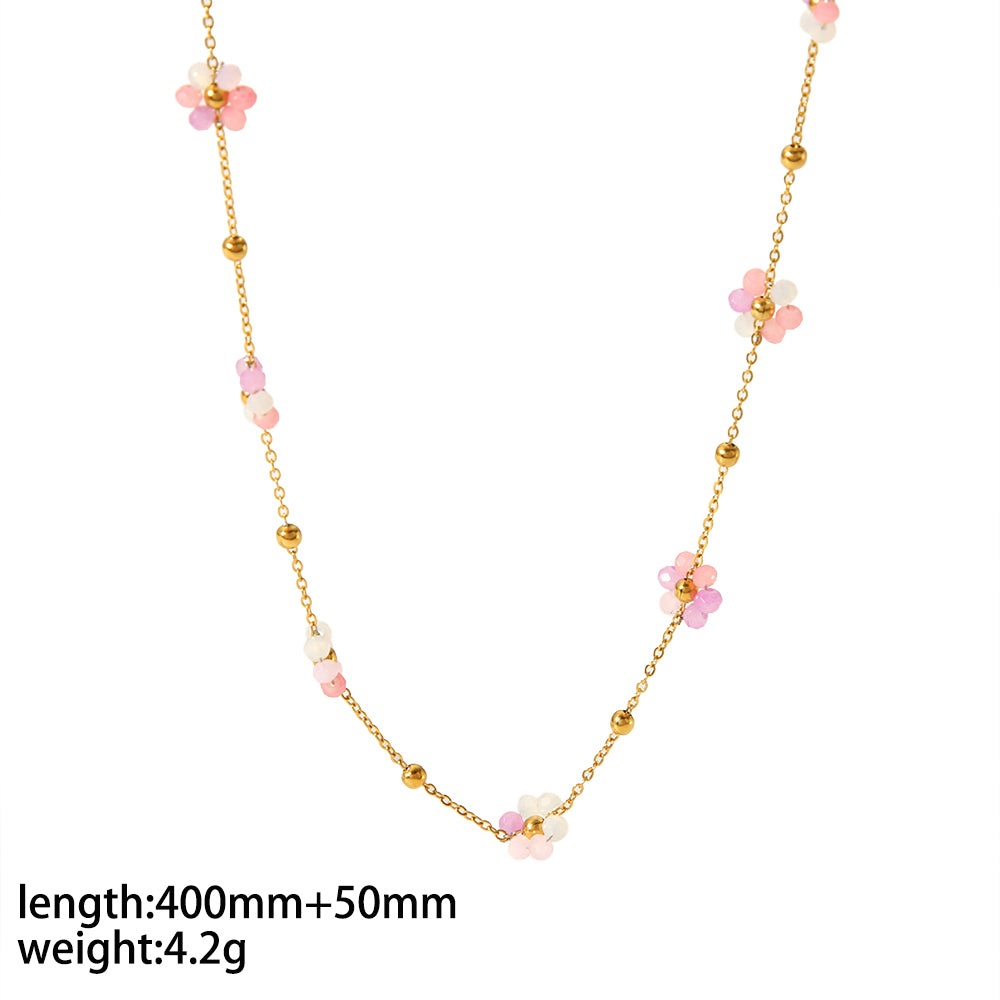 Flower Stainless Steel Necklace, Bracelet and Anklet