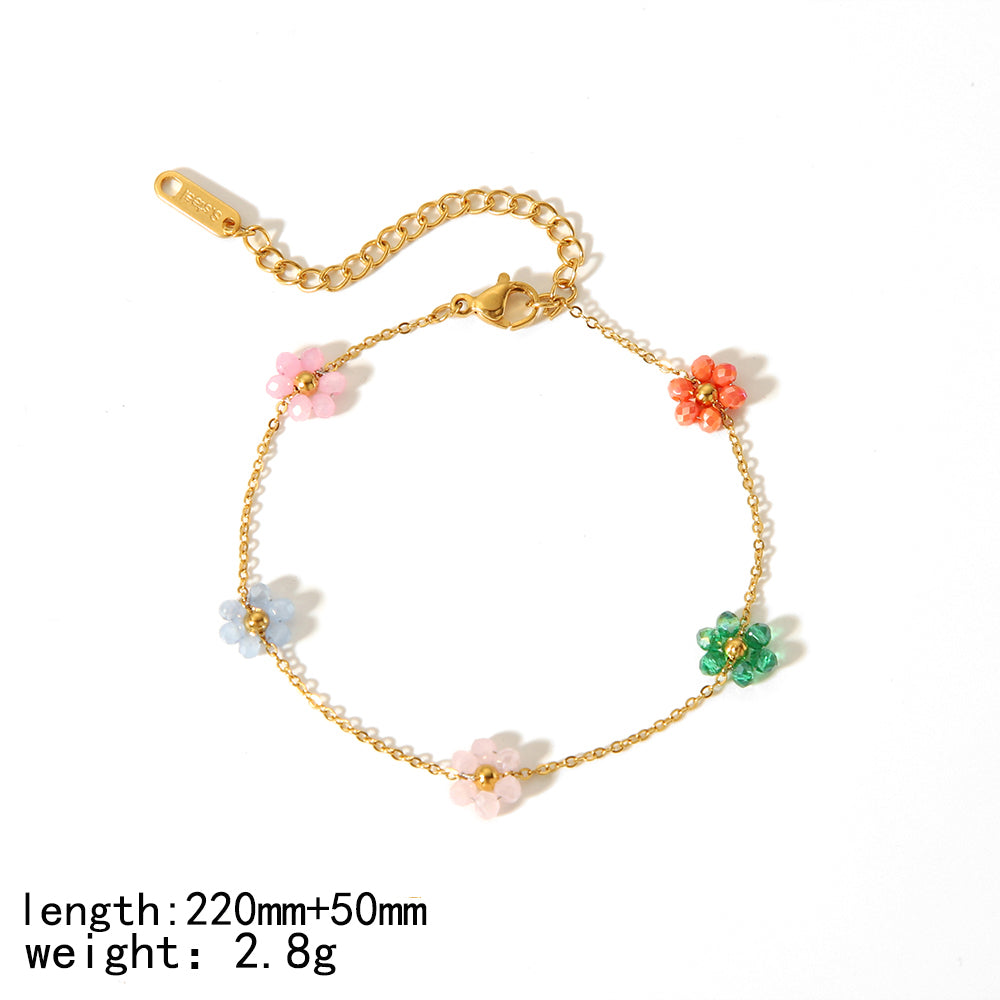 Flower Stainless Steel Necklace, Bracelet and Anklet