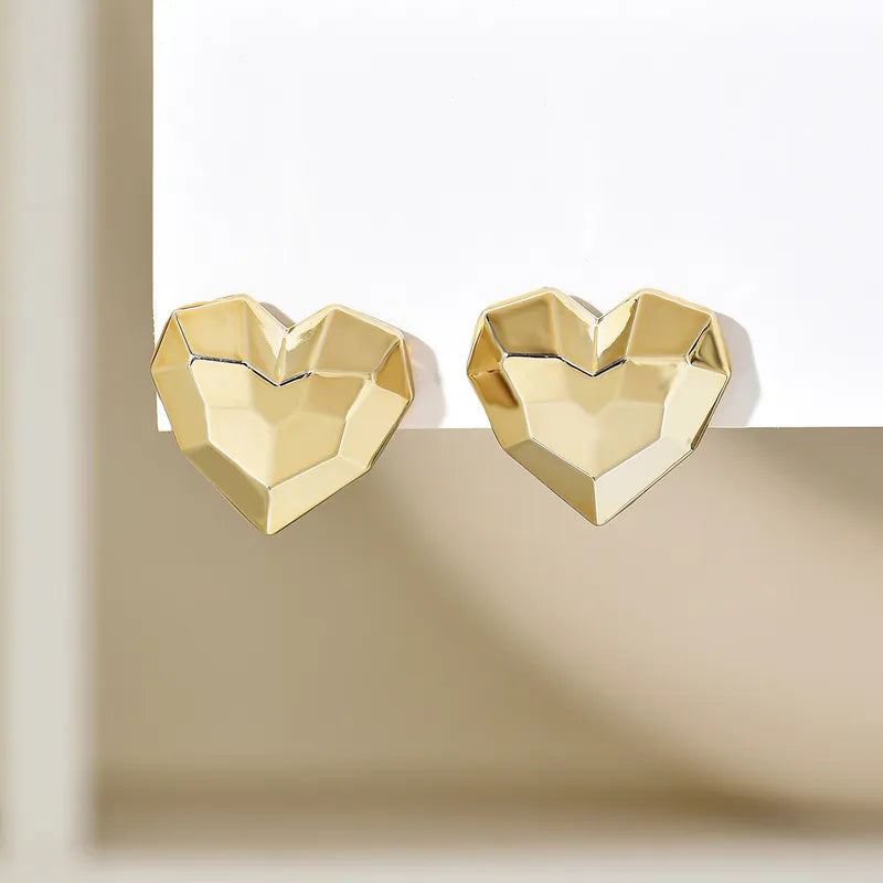 Ig Style Heart Shape Plating Arylic Ear Studs, pack of 2 pairs