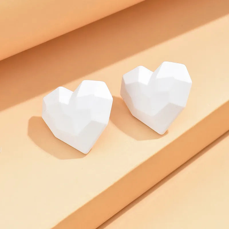 Ig Style Heart Shape Plating Arylic Ear Studs, pack of 2 pairs