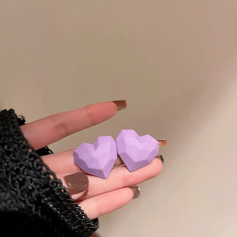 Ig Style Heart Shape Plating Arylic Ear Studs, pack of 2 pairs