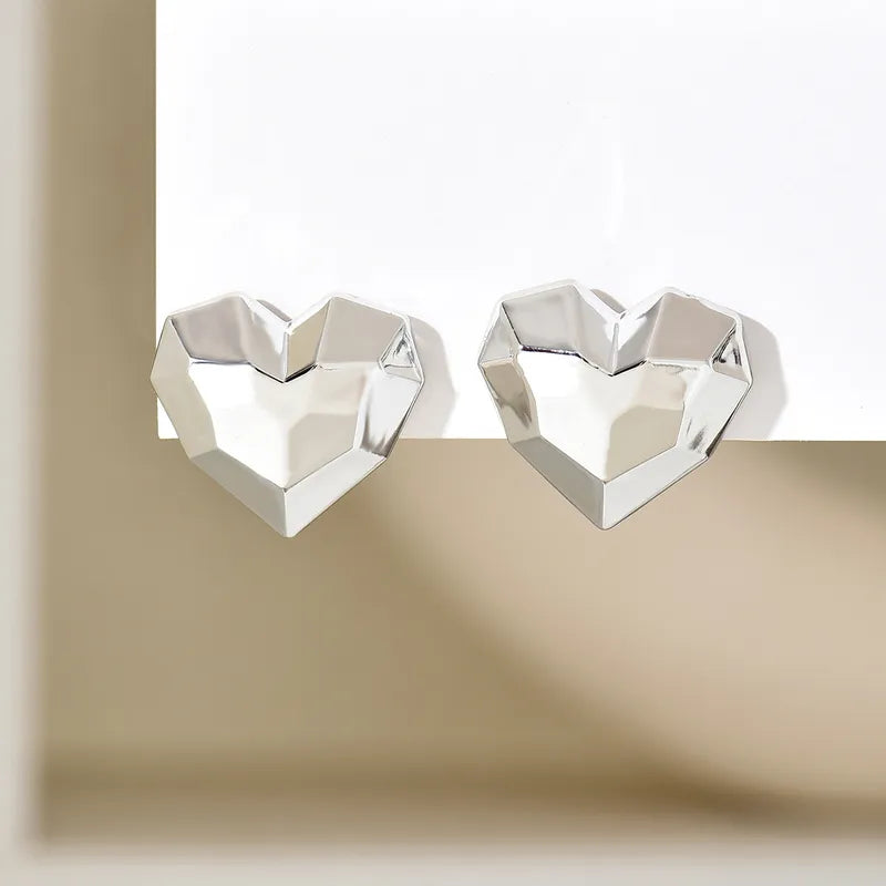 Ig Style Heart Shape Plating Arylic Ear Studs, pack of 2 pairs