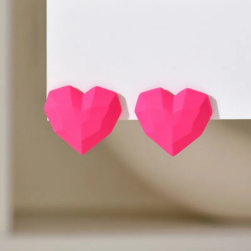 Ig Style Heart Shape Plating Arylic Ear Studs, pack of 2 pairs