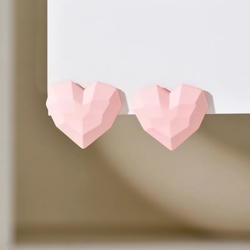 Ig Style Heart Shape Plating Arylic Ear Studs, pack of 2 pairs