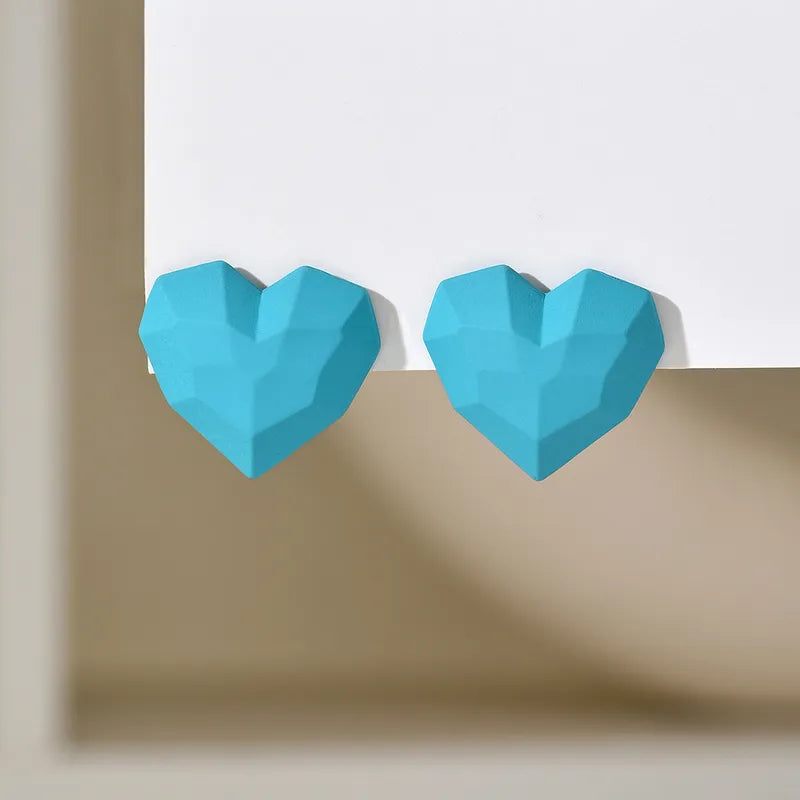 Ig Style Heart Shape Plating Arylic Ear Studs, pack of 2 pairs