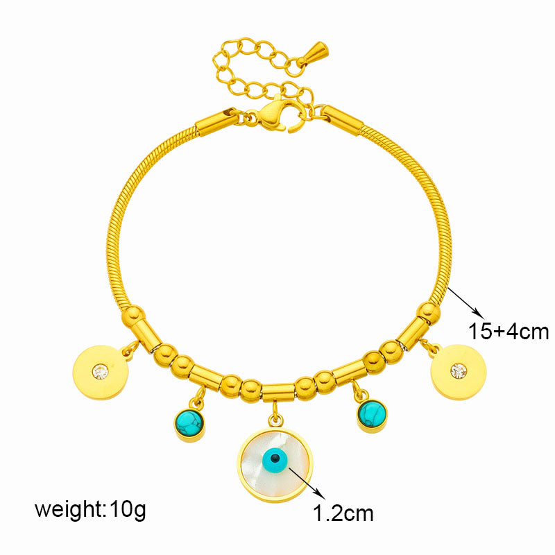 Εvil Eye Titanium Steel, 18K Gold Plated, Bracelets