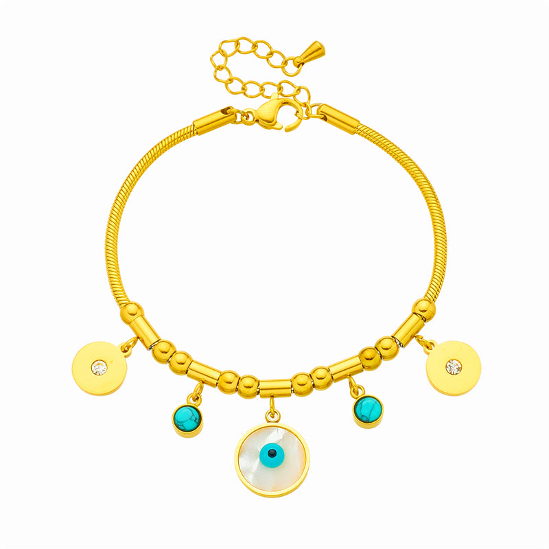 Εvil Eye Titanium Steel, 18K Gold Plated, Bracelets