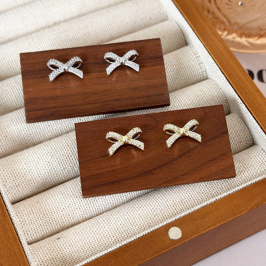 Simple Style Bow Knot Copper Ear Studs