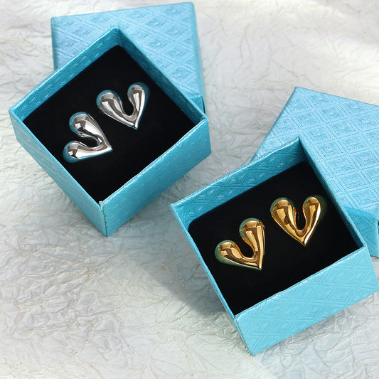 Heart Shape Stainless Steel Ear Studs