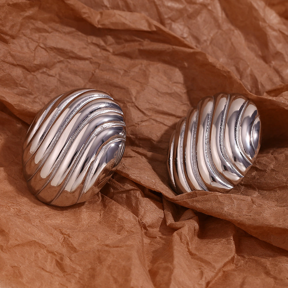Classic elegant σκουλαρίκια με σπειροειδή ρίγες από ατσάλι 