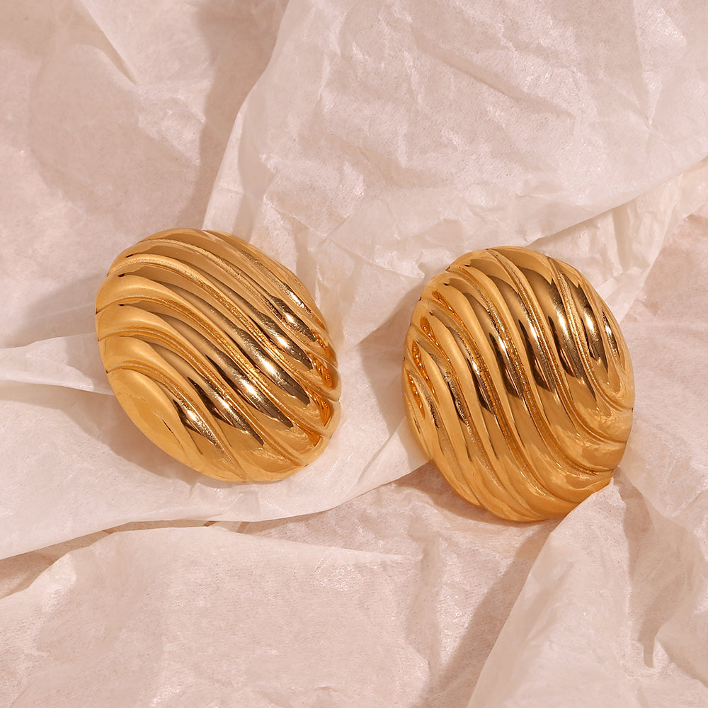 Classic elegant σκουλαρίκια με σπειροειδή ρίγες από ατσάλι 