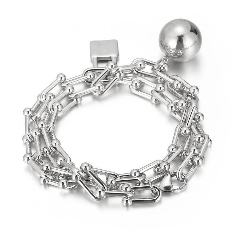 Casual Simple Style Lock Titanium Steel Plating Bracelets
