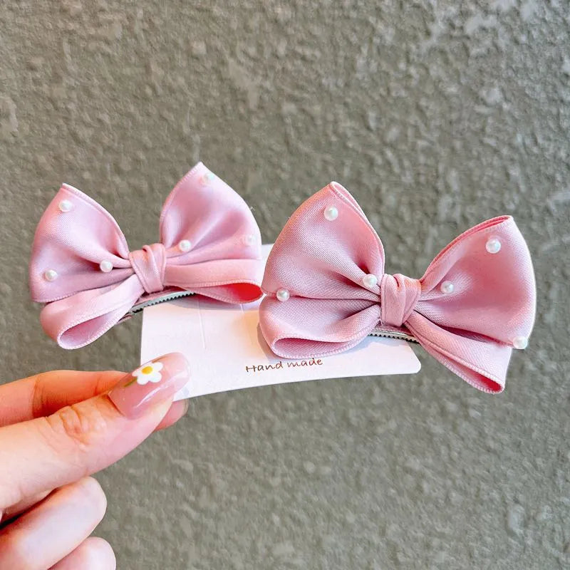 Kid'S Cute Bow Knot Cloth Hair Clip, pack of 2 pieces