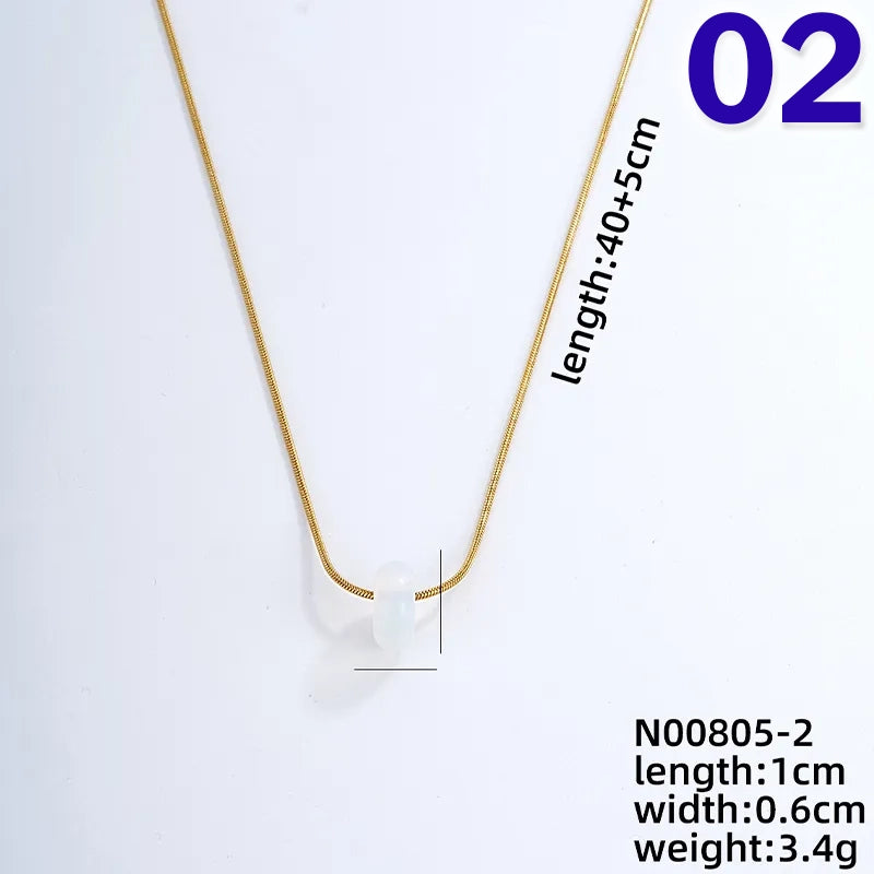 Simple Style Geometric Stainless Steel Natural Stone Unisex Pendant Necklace