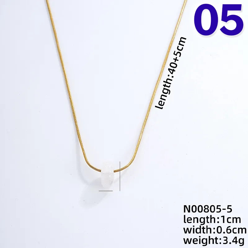 Simple Style Geometric Stainless Steel Natural Stone Unisex Pendant Necklace