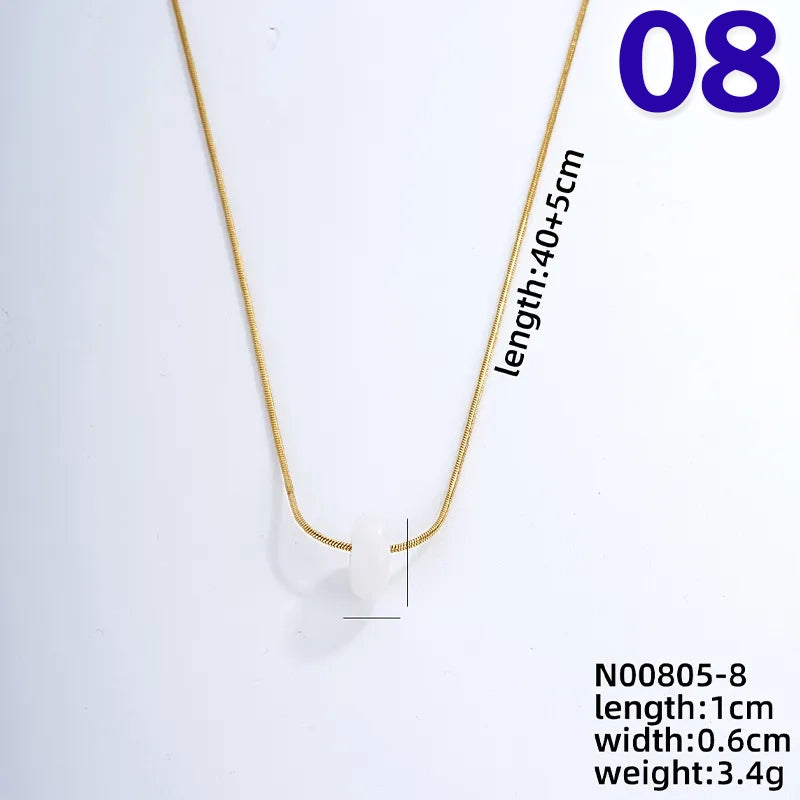 Simple Style Geometric Stainless Steel Natural Stone Unisex Pendant Necklace