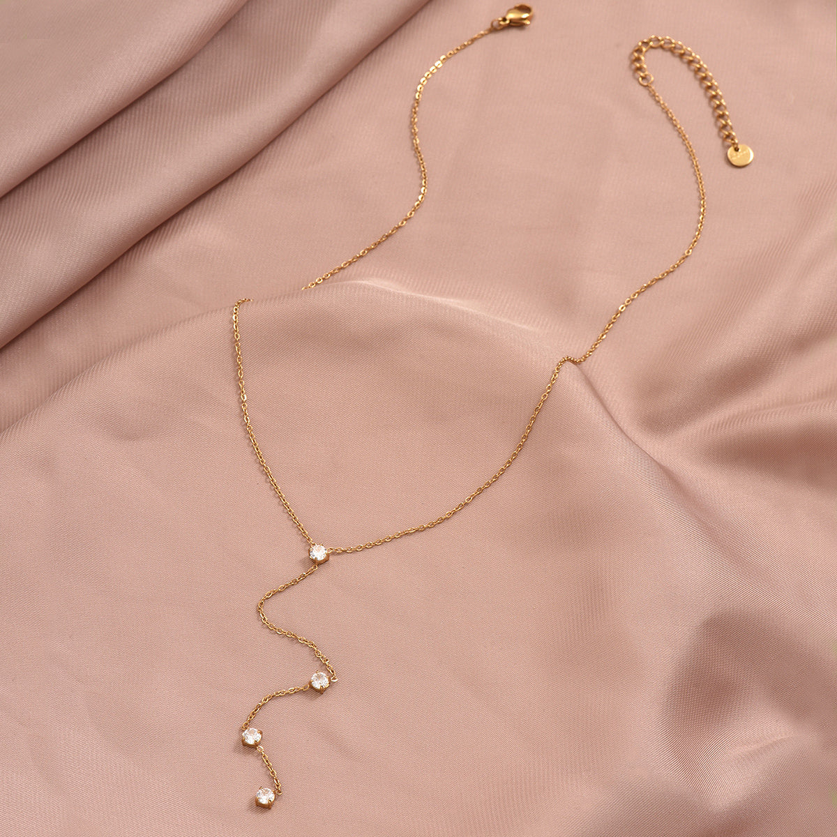 Elegant Stainless Steel Zircon Υ Necklaces