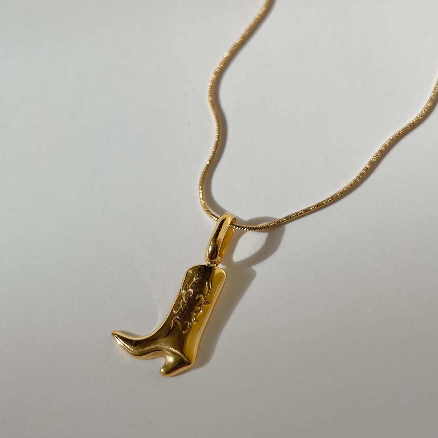 Cowboy Style Boots Copper 18K Gold Plated Plating Pendant Necklace