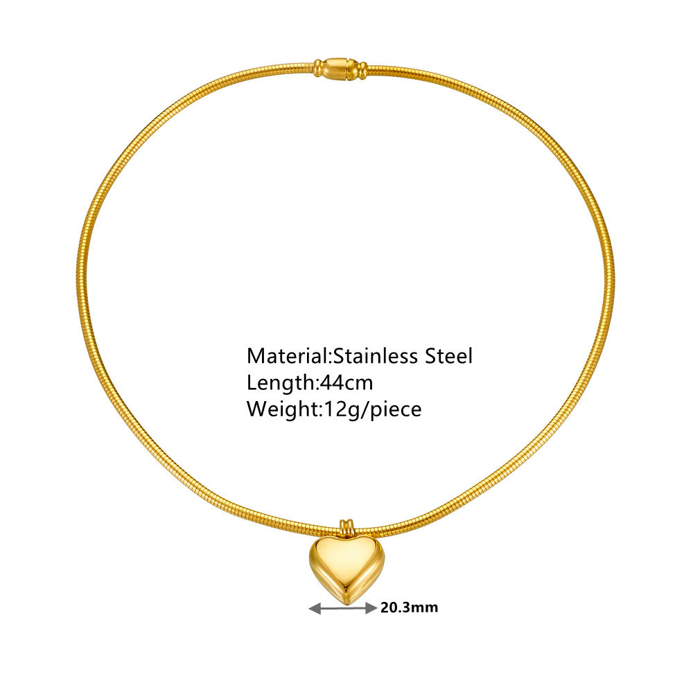 IG Style Elegant Simple Style Heart Shape Titanium Steel Plating 18K Gold Plated Choker