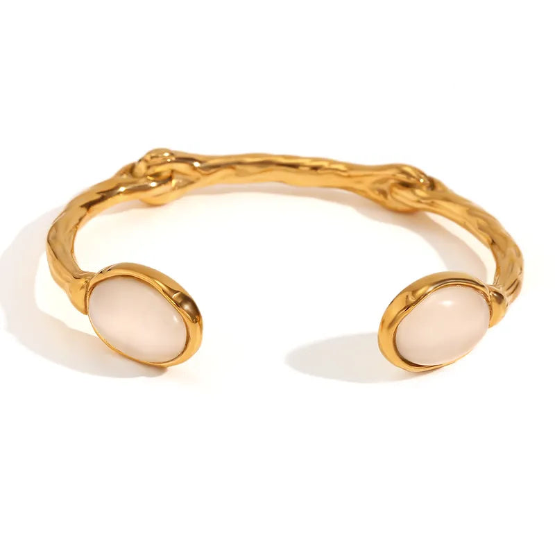 Vintage Classic Style Stainless Steel 18K Gold Plated Bangle