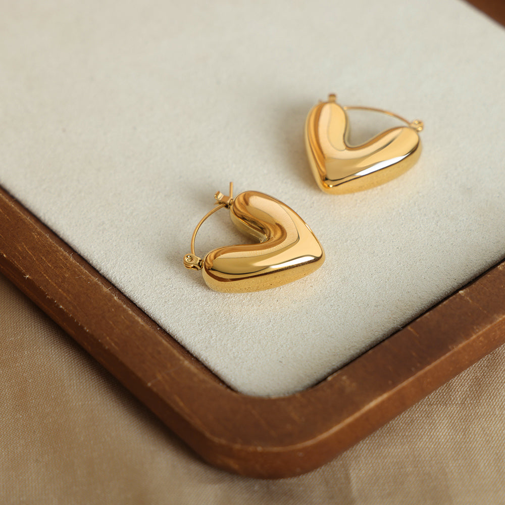 Casual Simple Style Heart Shape Titanium Steel Earrings
