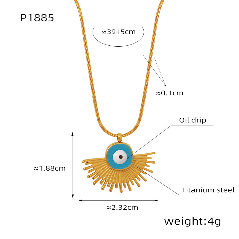 Sector Eye Titanium Steel Enamel Necklace