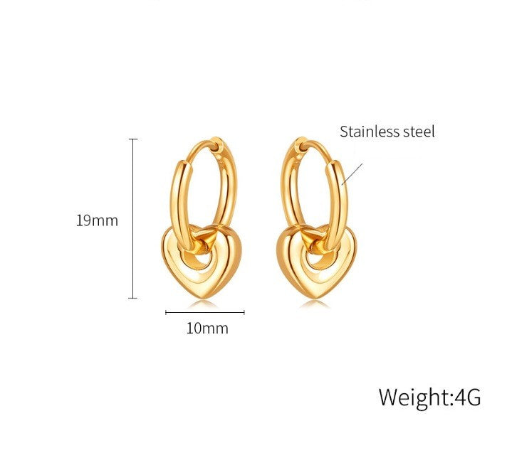 Retro Star Heart Shape Plating 304 Stainless Steel Titanium Steel 18K Gold Plated Drop Earrings