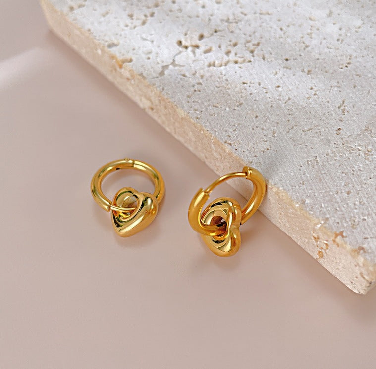 Retro Star Heart Shape Plating 304 Stainless Steel Titanium Steel 18K Gold Plated Drop Earrings